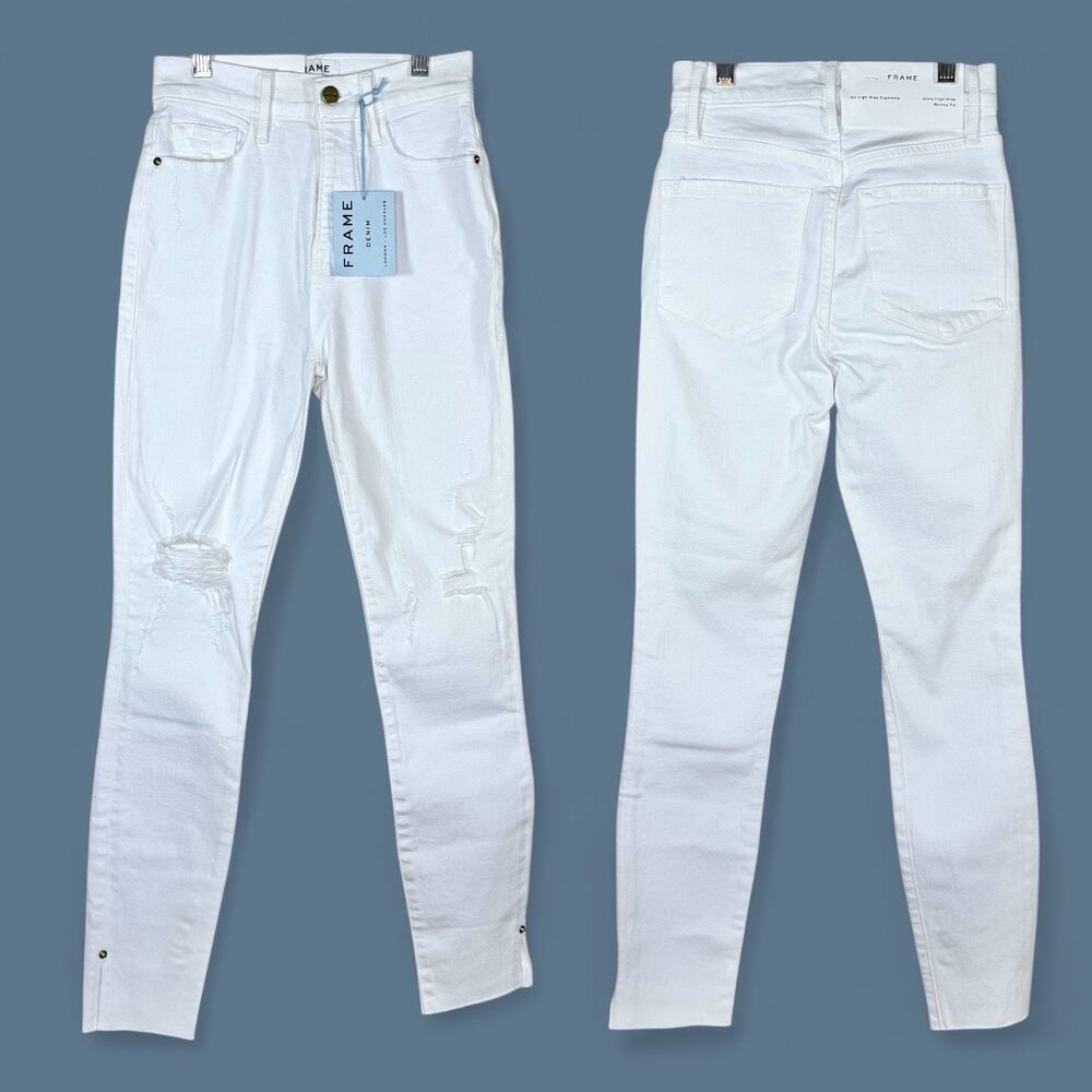 Frame White Ali Ultra High Rise Cigarette Skinny Fit Denim Jeans 24 NWT